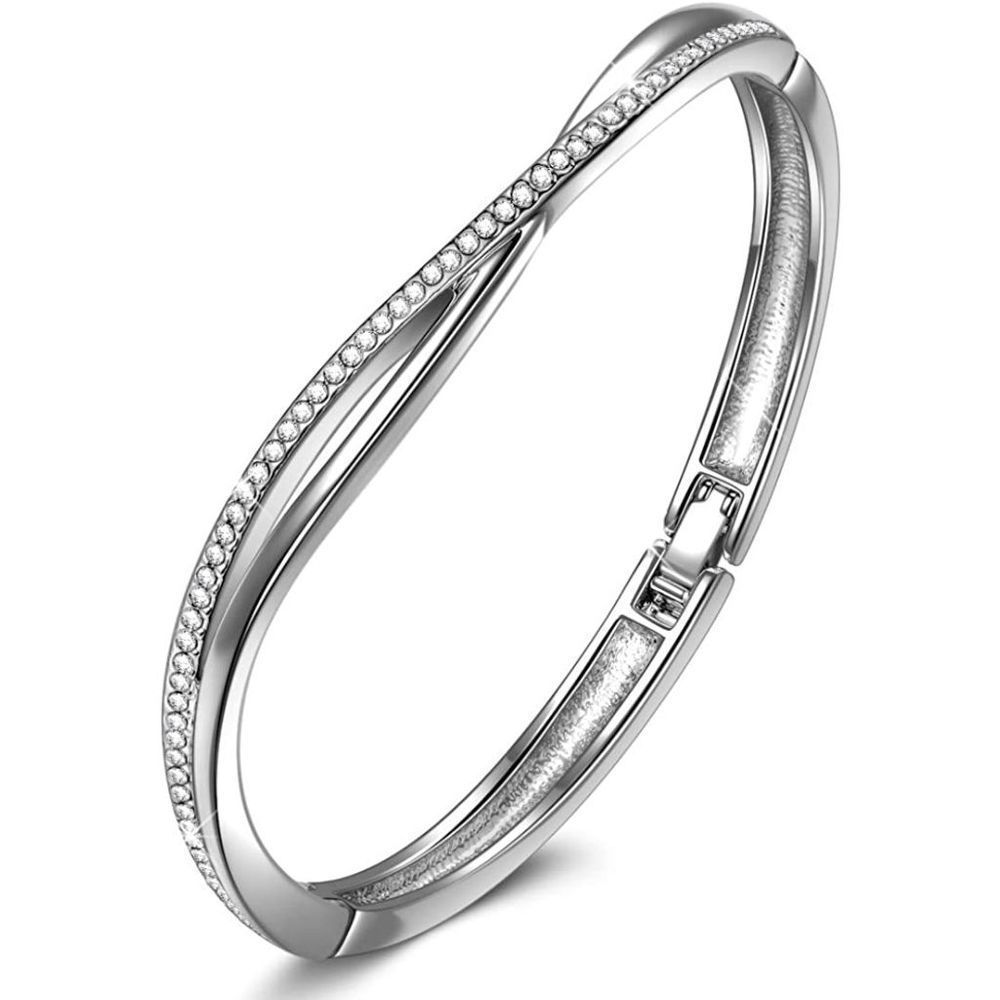 LADYCOLOUR Women's Luxury Swarovski Crystal Embedded Sterling Silver Bracelet